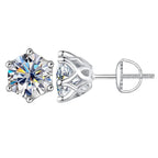 Moissanite Stud Earrings 0.5-2CT Screw Back S925 Sterling Silver 18K Plated BandsCo Straps