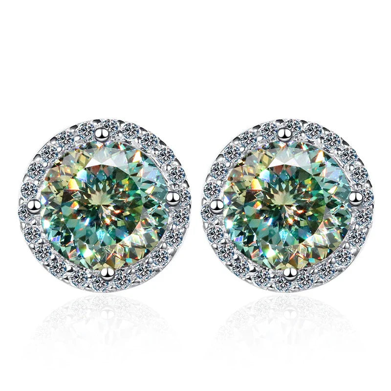 Moissanite Stud Earrings 0.8ct D Color 925 Sterling Silver 18K White Gold BandsCo Straps