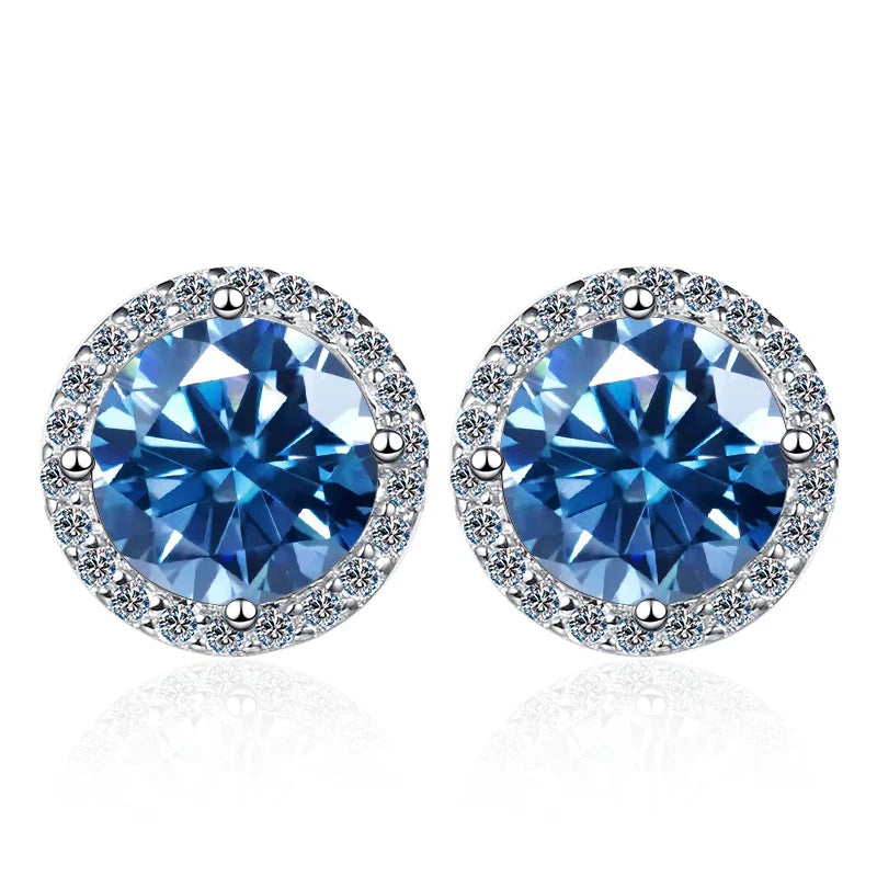 Moissanite Stud Earrings 0.8ct D Color 925 Sterling Silver 18K White Gold BandsCo Straps
