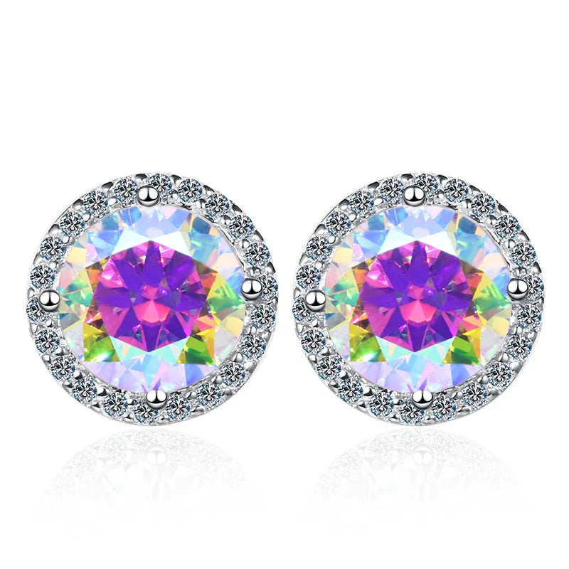 Moissanite Stud Earrings 0.8ct D Color 925 Sterling Silver 18K White Gold BandsCo Straps