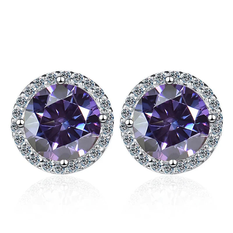 Moissanite Stud Earrings 0.8ct D Color 925 Sterling Silver 18K White Gold BandsCo Straps