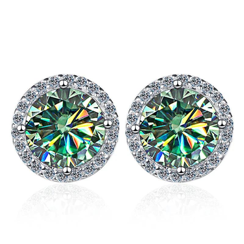 Moissanite Stud Earrings 0.8ct D Color 925 Sterling Silver 18K White Gold BandsCo Straps