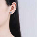 Moissanite Stud Earrings 0.8ct D Color 925 Sterling Silver 18K White Gold BandsCo Straps