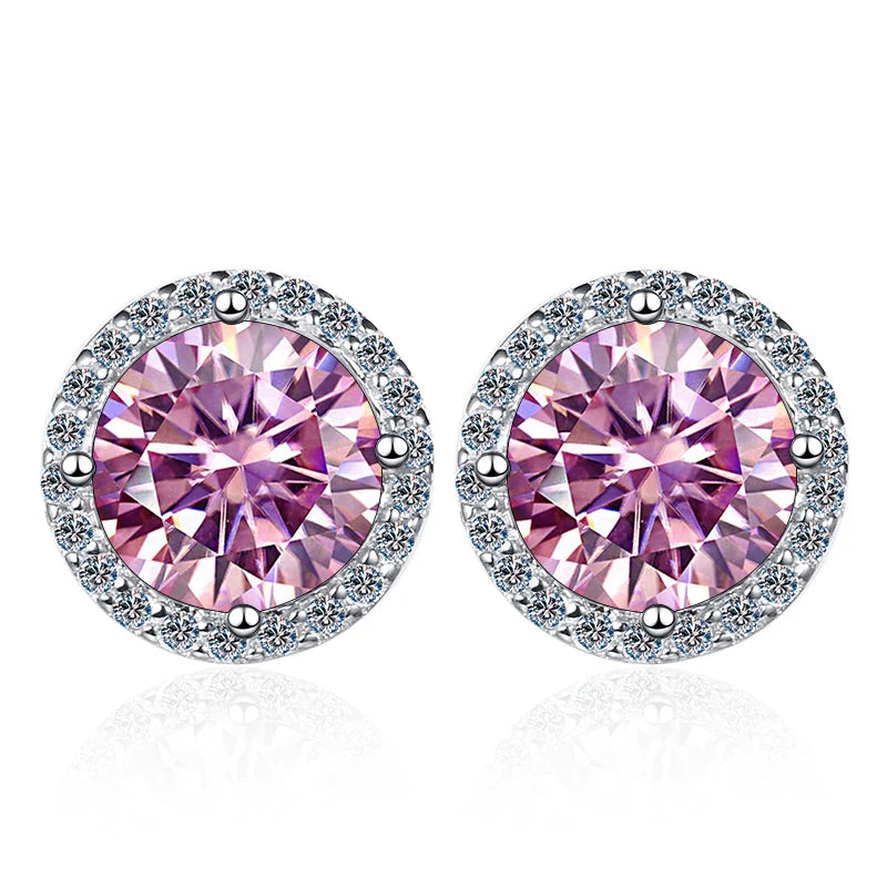 Moissanite Stud Earrings 0.8ct D Color 925 Sterling Silver 18K White Gold BandsCo Straps