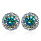 Moissanite Stud Earrings 0.8ct D Color 925 Sterling Silver 18K White Gold BandsCo Straps