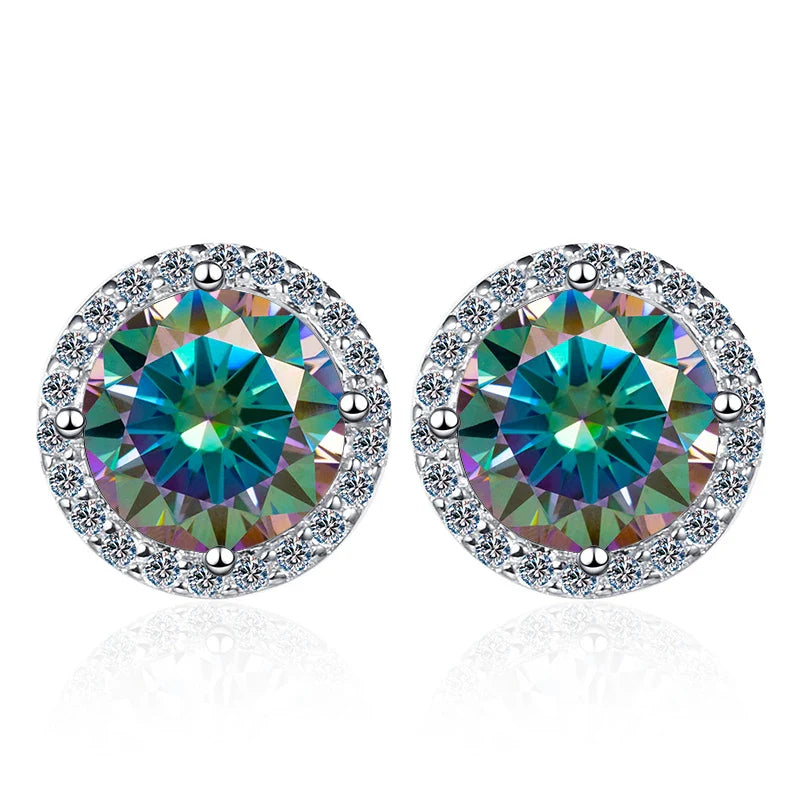 Moissanite Stud Earrings 0.8ct D Color 925 Sterling Silver 18K White Gold BandsCo Straps