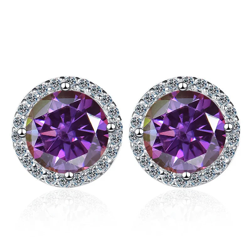 Moissanite Stud Earrings 0.8ct D Color 925 Sterling Silver 18K White Gold BandsCo Straps