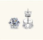 Moissanite Stud Earrings 0.2-6 Carat D-E Color 925 Sterling Silver BandsCo Straps