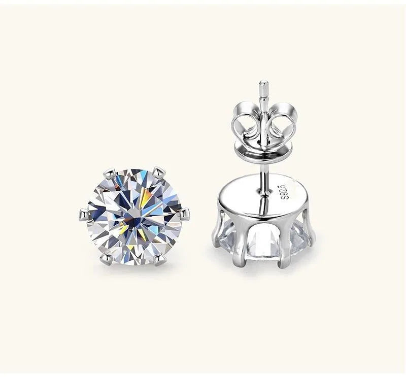 Moissanite Stud Earrings 0.2-6 Carat D-E Color 925 Sterling Silver BandsCo Straps