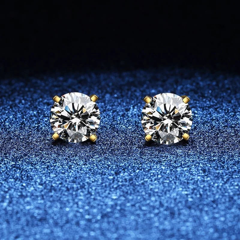 Moissanite 0.25-1.2 Carat D Color 925 Sterling Silver Stud Earrings Women BandsCo Straps