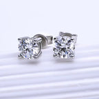 Moissanite Stud Earrings 0.3-2ct Round Certified 925 Sterling Silver Wedding BandsCo Straps