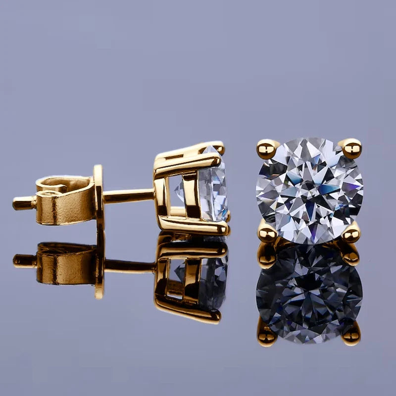 Moissanite Stud Earrings 0.3-2ct Round Certified 925 Sterling Silver Wedding BandsCo Straps