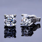 Moissanite Stud Earrings 0.3-2ct Round Certified 925 Sterling Silver Wedding BandsCo Straps
