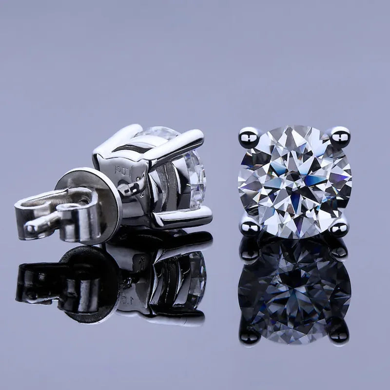 Moissanite Stud Earrings 0.3-2ct Round Certified 925 Sterling Silver Wedding BandsCo Straps