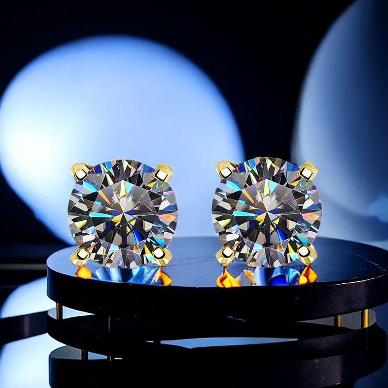 Moissanite Stud Earrings 0.3-3 Carat S925 Sterling Silver Gray Plated BandsCo Straps