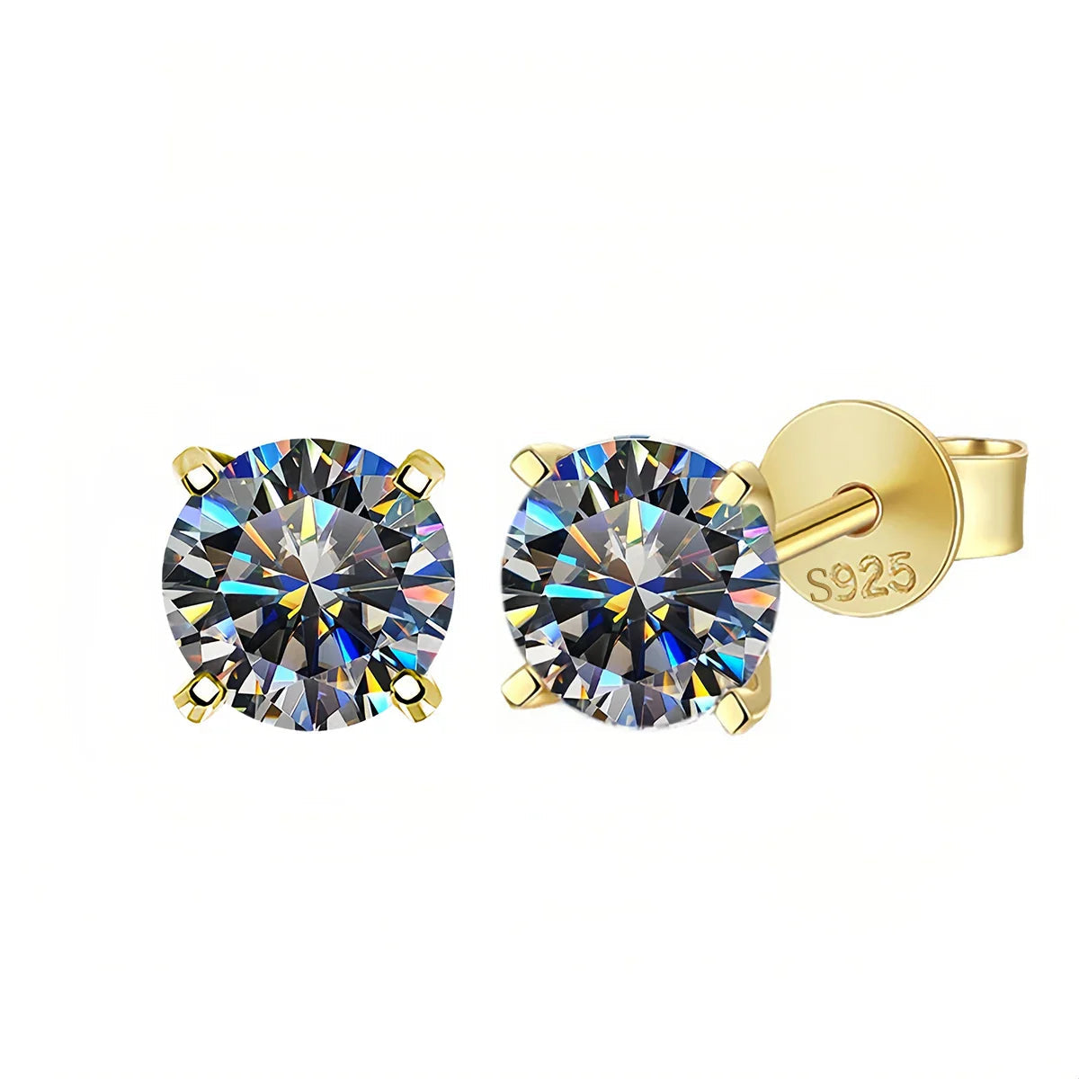 Moissanite Stud Earrings 0.3-3 Carat S925 Sterling Silver Gray Plated BandsCo Straps