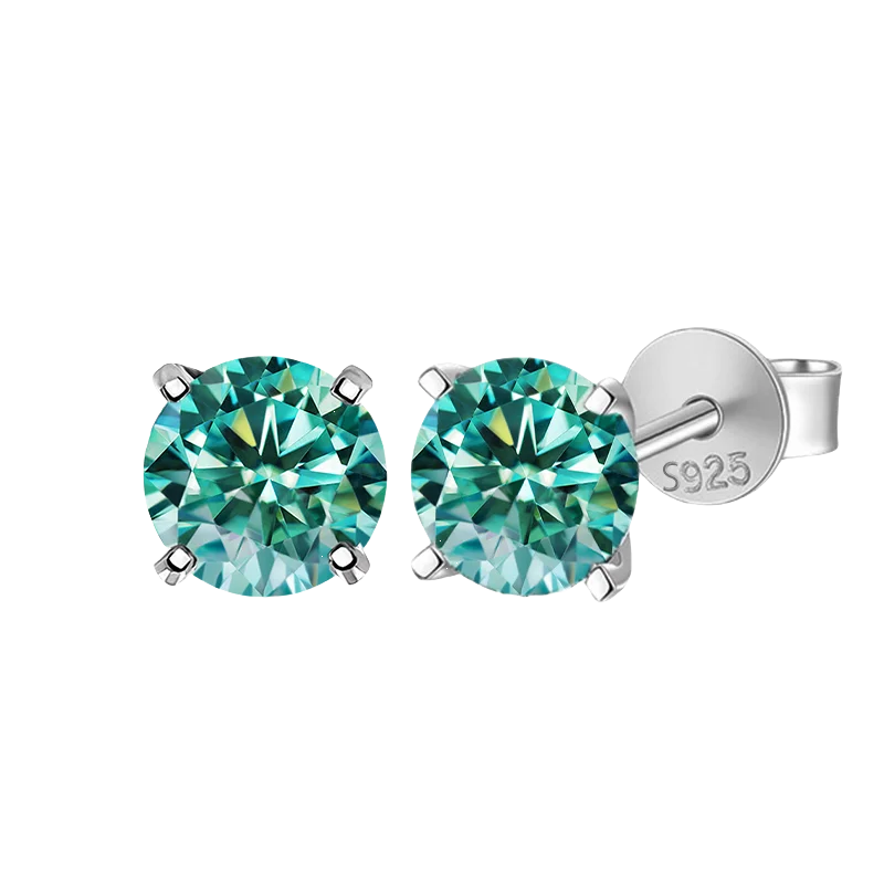 Moissanite Stud Earrings 0.3-3ct Certified S925 Sterling Silver Cyan Colorfast BandsCo Straps