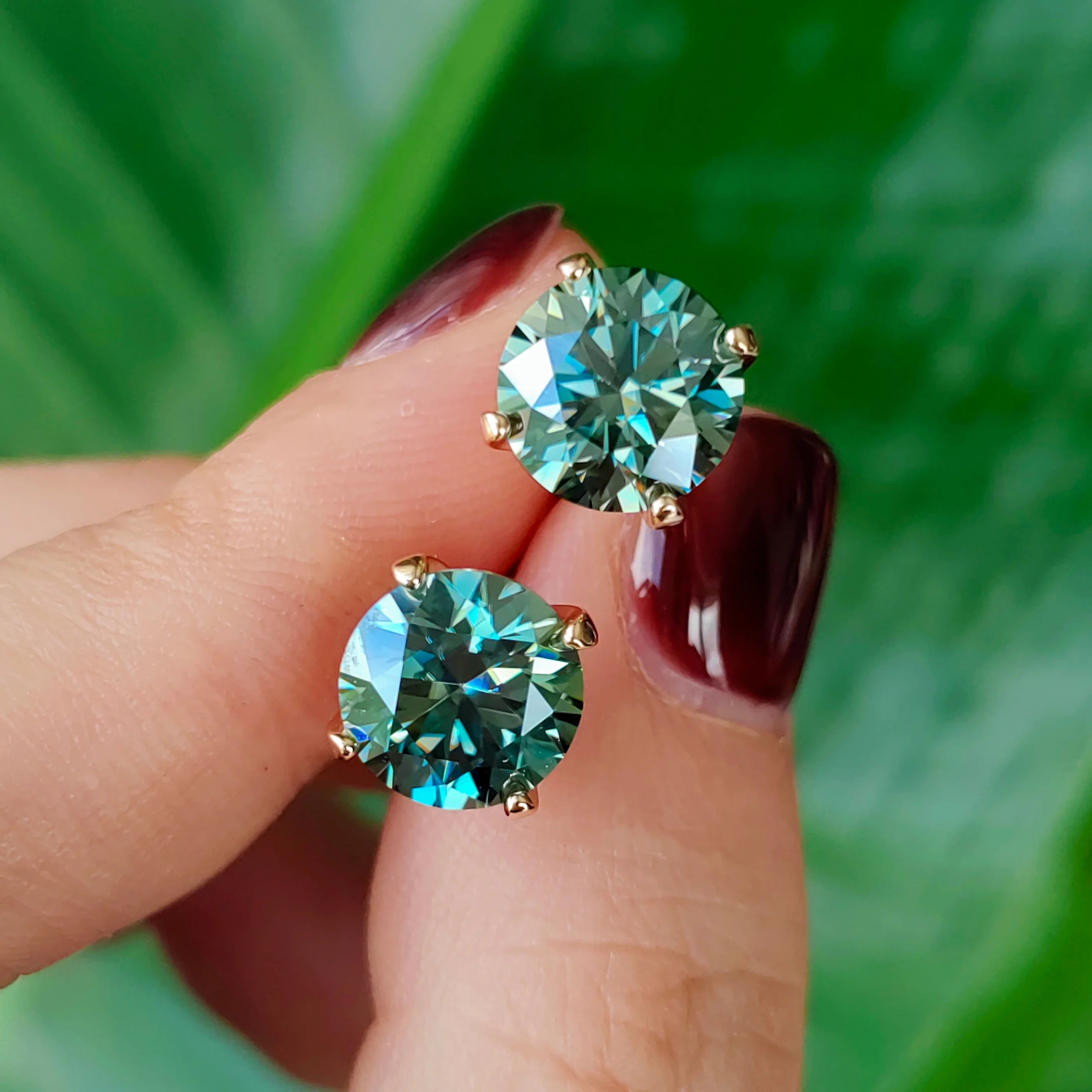 Moissanite Stud Earrings 0.3-3ct Certified S925 Sterling Silver Cyan Colorfast BandsCo Straps