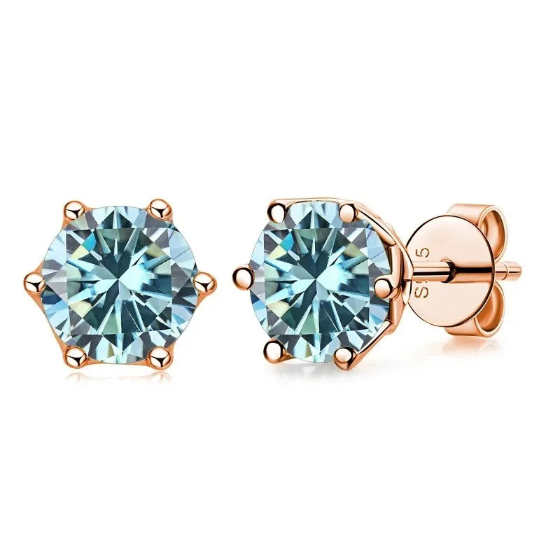 Moissanite Stud Earrings 0.5/1/2 CT Rose Gold Plated Sterling Silver 925 BandsCo Straps