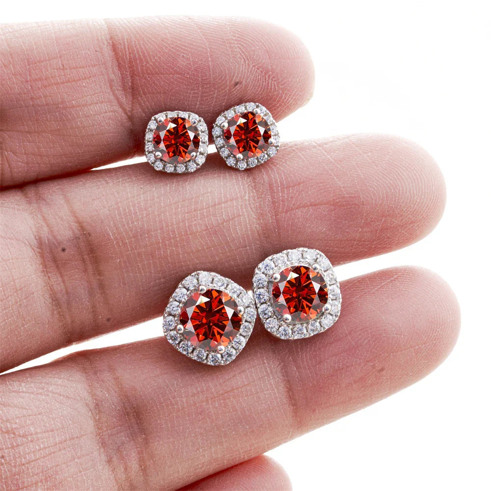 Moissanite Stud Earrings 0.5-1.0CT Multi 925 Sterling Silver 18K Plated Gift BandsCo Straps