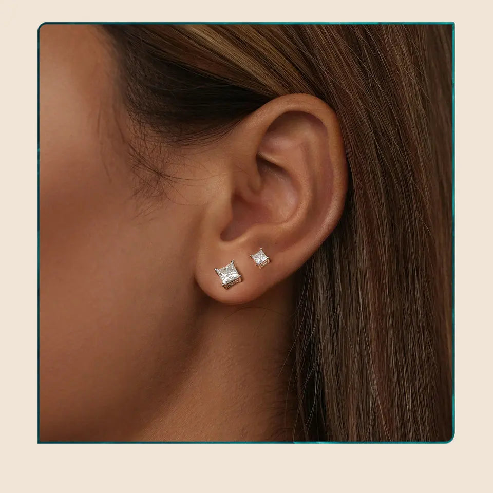 Moissanite Stud Earrings 0.5-1ct Screw Back D VVS1 Lab Created White Gold BandsCo Straps