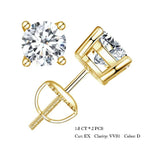 Moissanite Stud Earrings 0.5-1ct Screw Back D VVS1 Lab Created White Gold BandsCo Straps