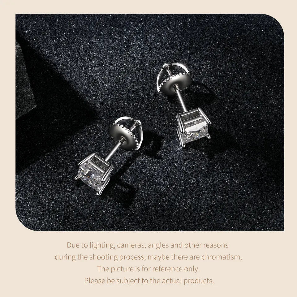 Moissanite Stud Earrings 0.5-1ct Screw Back D VVS1 Lab Created White Gold BandsCo Straps
