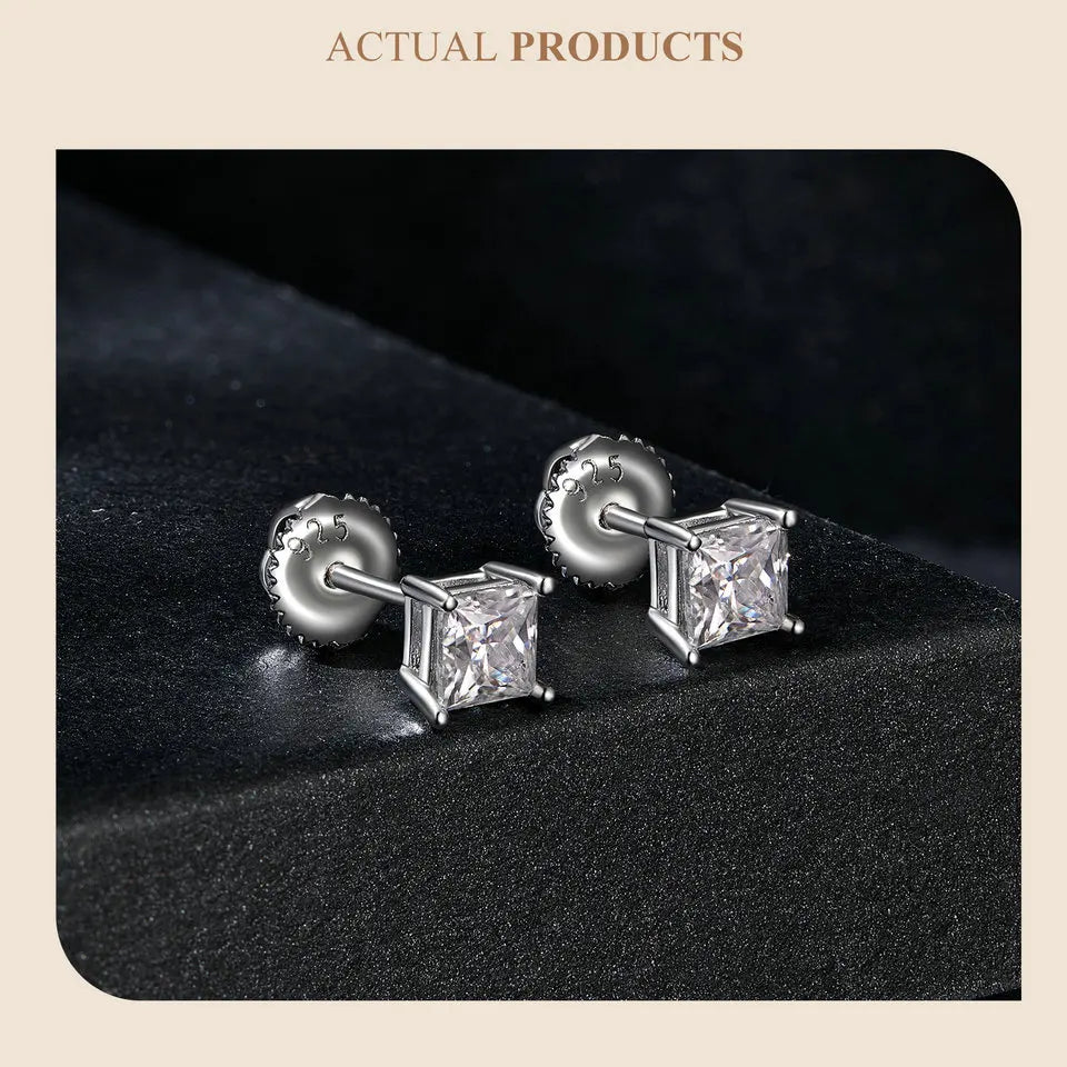 Moissanite Stud Earrings 0.5-1ct Screw Back D VVS1 Lab Created White Gold BandsCo Straps