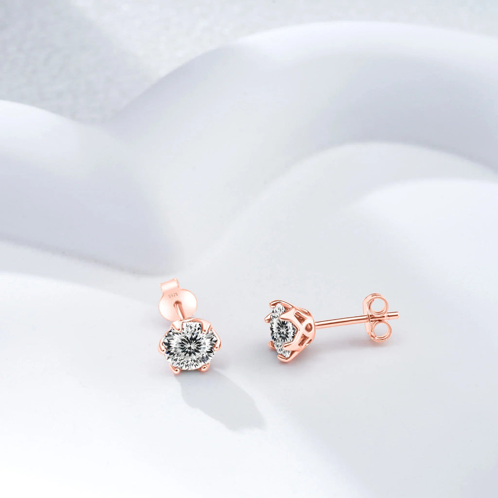 Moissanite Stud Earrings 0.5-2 CT 925 Sterling Silver Rose Gold Plated Gift BandsCo Straps