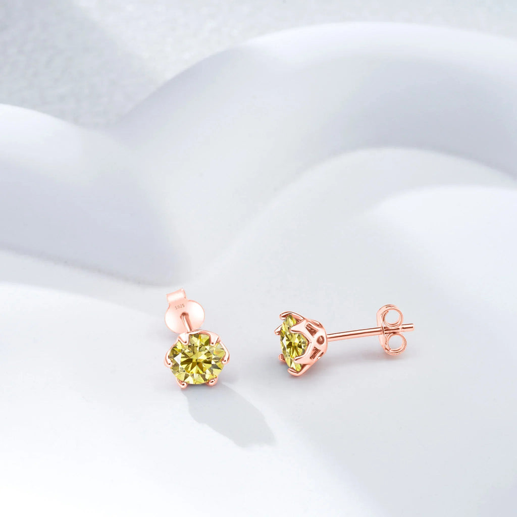 Moissanite Stud Earrings 0.5-2 CT 925 Sterling Silver Rose Gold Plated Gift BandsCo Straps