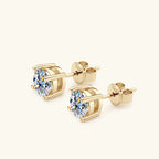 Moissanite Stud Earrings 0.5-2ct Certified NGTC 18K Yellow Gold Plt 925 Silver BandsCo Straps
