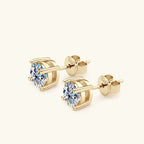 Moissanite Stud Earrings 0.5-2ct Certified NGTC 18K Yellow Gold Plt 925 Silver BandsCo Straps