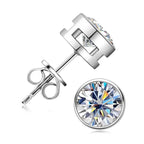 Moissanite Stud Earrings 0.5-2ct Certified NGTC 18K Yellow Gold Plt 925 Silver BandsCo Straps