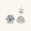 Moissanite Stud Earrings 0.5-2ct Certified NGTC 18K Yellow Gold Plt 925 Silver BandsCo Straps