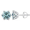Moissanite Stud Earrings 0.5-2CT S925 Sterling Silver 18K 6-Prong Screw Backs BandsCo Straps