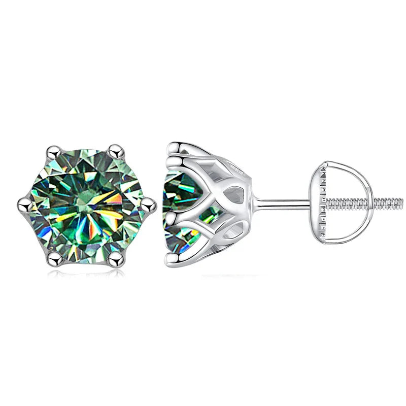 Moissanite Stud Earrings 0.5-2CT Screw Back S925 Sterling Silver 18K Plated BandsCo Straps