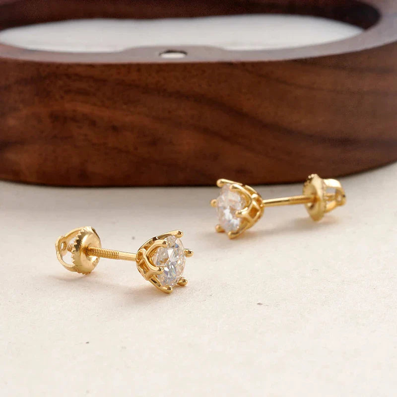 Moissanite Stud Earrings 0.5-2CT Screw Back S925 Sterling Silver 18K Plated BandsCo Straps