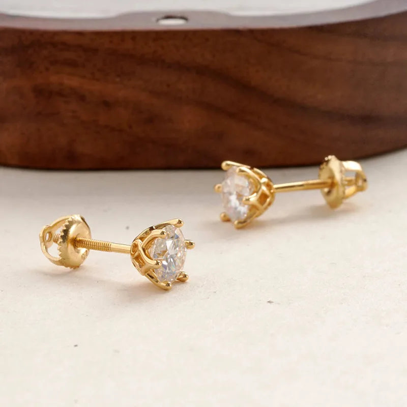 Moissanite Stud Earrings 0.5-2CT Screw Back S925 Sterling Silver 18K Plated BandsCo Straps