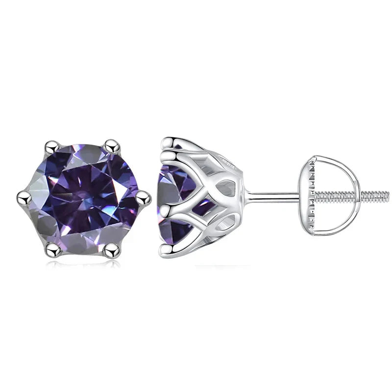 Moissanite Stud Earrings 0.5-2CT Screw Back S925 Sterling Silver 18K Plated BandsCo Straps