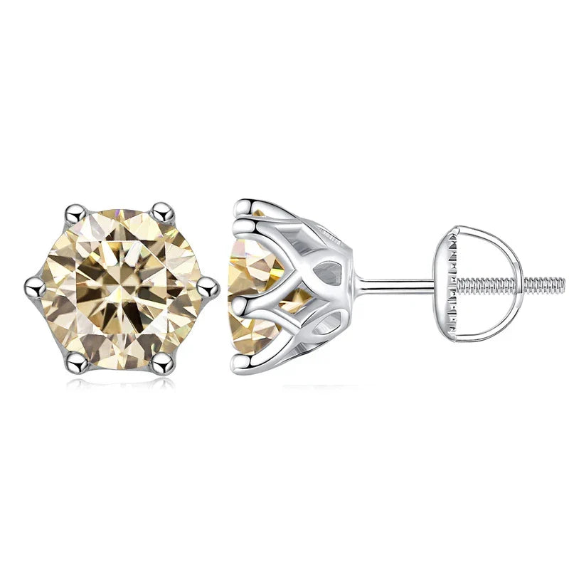Moissanite Stud Earrings 0.5-2CT Screw Back S925 Sterling Silver 18K Plated BandsCo Straps