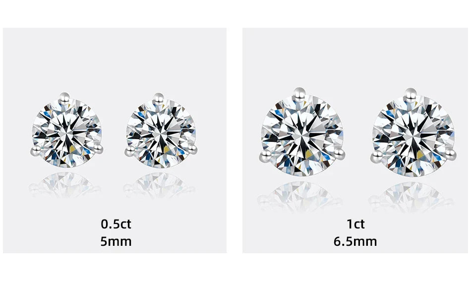 Moissanite Stud Earrings 925 Sterling Silver Small Classic Korean Fashion Gift BandsCo Straps