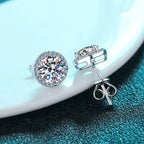 Moissanite Stud Earrings 0.8ct D Color 925 Sterling Silver 18K White Gold BandsCo Straps