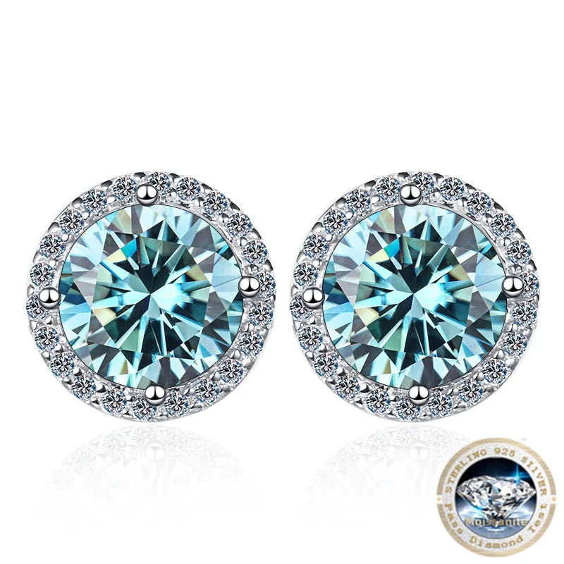 Moissanite Stud Earrings 0.8ct D Color 925 Sterling Silver 18K White Gold BandsCo Straps
