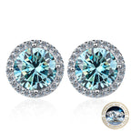 Moissanite Stud Earrings 0.8ct D Color 925 Sterling Silver 18K White Gold BandsCo Straps