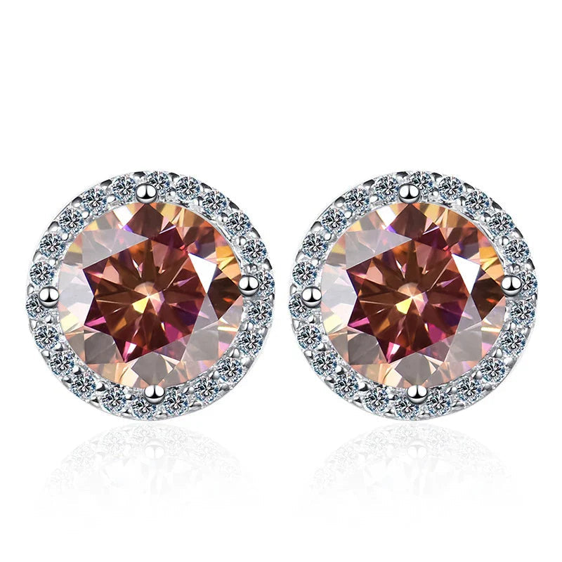 Moissanite Stud Earrings 0.8ct D Color 925 Sterling Silver 18K White Gold BandsCo Straps