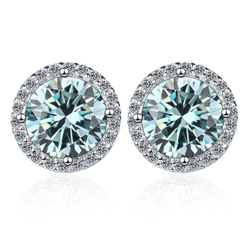 Moissanite Stud Earrings 0.8ct D Color 925 Sterling Silver 18K White Gold BandsCo Straps