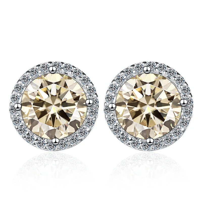 Moissanite Stud Earrings 0.8ct D Color 925 Sterling Silver 18K White Gold BandsCo Straps