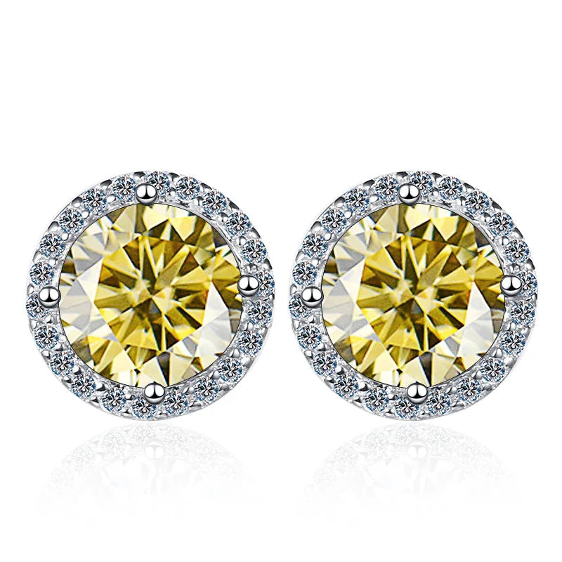 Moissanite Stud Earrings 0.8ct D Color 925 Sterling Silver 18K White Gold BandsCo Straps