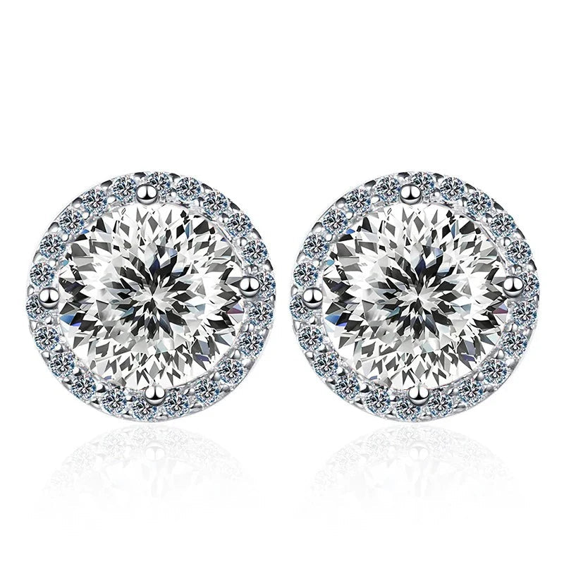 Moissanite Stud Earrings 0.8ct D Color 925 Sterling Silver 18K White Gold BandsCo Straps