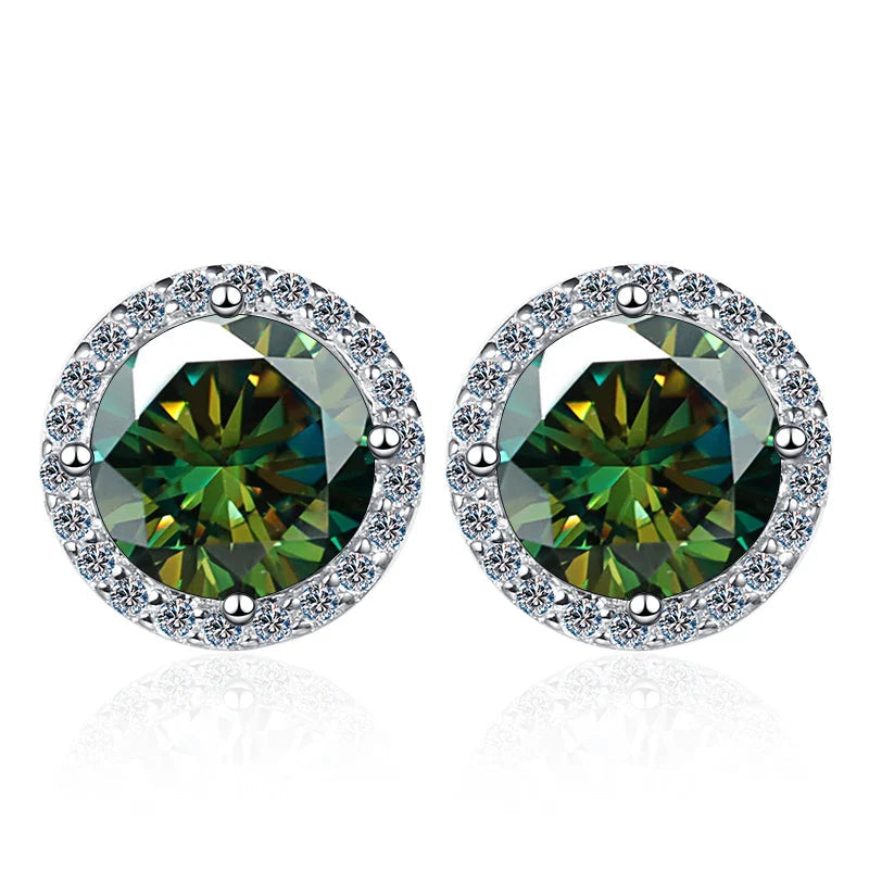 Moissanite Stud Earrings 0.8ct D Color 925 Sterling Silver 18K White Gold BandsCo Straps
